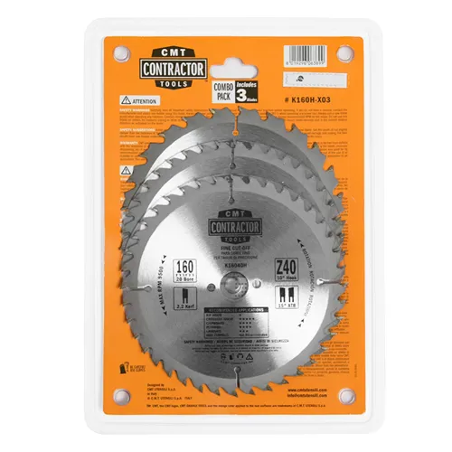 CMT Contractor Set of Saw Blades for Wood Cutting - D160x2,2 d20 Z24+Z40 HW, 3pcs