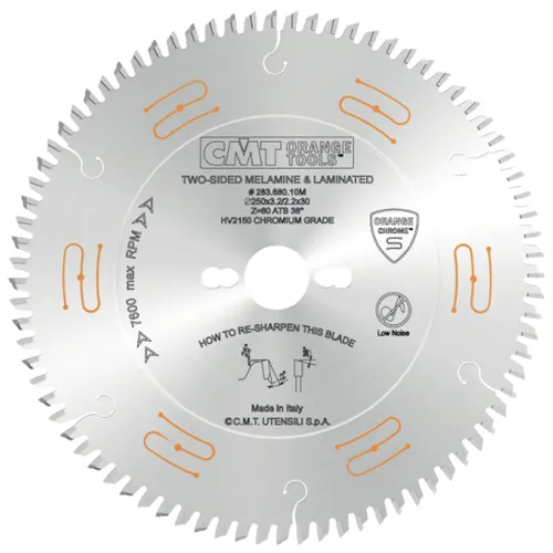 CMT CHROME C283 Saw Blade for Laminated Boards without Scorer - D250x3,2 d30 Z80 HW
