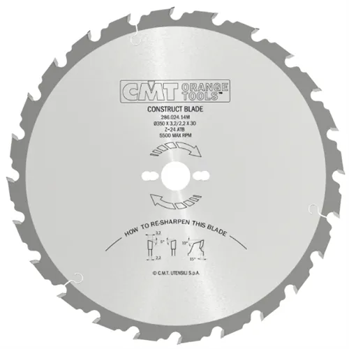 CMT Industrial Saw Blade for Building Contractors - D400x3,2 d30 Z28 HW
