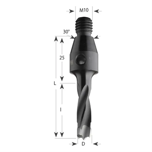 Dowel Drill with threaded shank S=M10, 30° HW - D12x50 LB75 LH