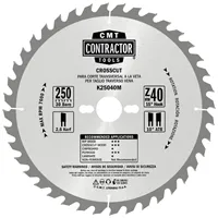 CMT Contractor Saw Blade for Wood, Masterpack - D250x2,6 d30 Z40 HW, 5pcs
