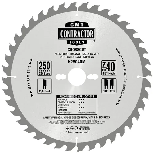 CMT Contractor Saw Blade for Wood, Masterpack - D160x2,2 d20 Z24 HW, 10pcs