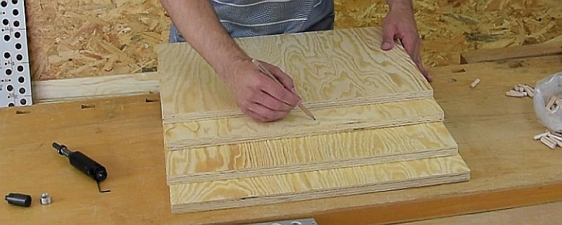 Step-by-step dowel joint production  - marking the front side