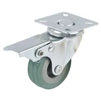 Rubber castor 50 mm, Braked 50 kg Swivel Wheel