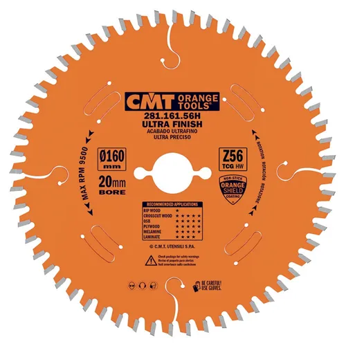 CMT Orange XTreme Saw Blade for Laminated and Chipboard - D160x2,2 d20 Z56 HW