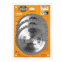 CMT Contractor Set of Saw Blades for Wood Cutting - D190x2,2 d30 Z24+Z40 HW, 3pcs