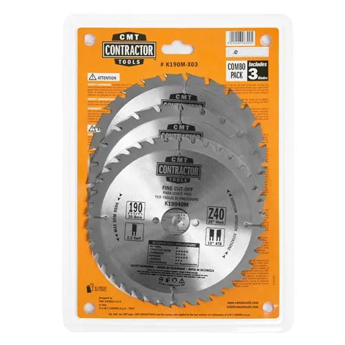 CMT Contractor Set of Saw Blades for Wood Cutting - D190x2,2 d30 Z24+Z40 HW, 3pcs