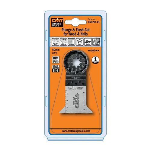 CMT Starlock Plunge & Flush-Cut BIM for Wood & Nails, Long Life - 50 mm, 5pc Set