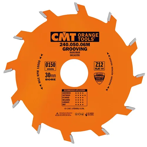 CMT Orange Industrial Grooving Saw Blade - D150x3 d30 Z12 HW