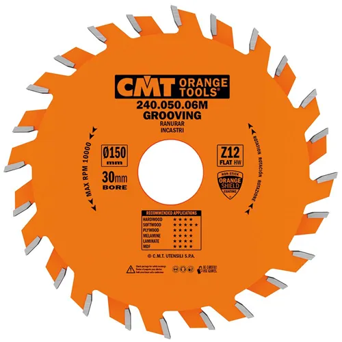 CMT Orange Industrial Grooving Saw Blade - D150x5 d30 Z12 HW
