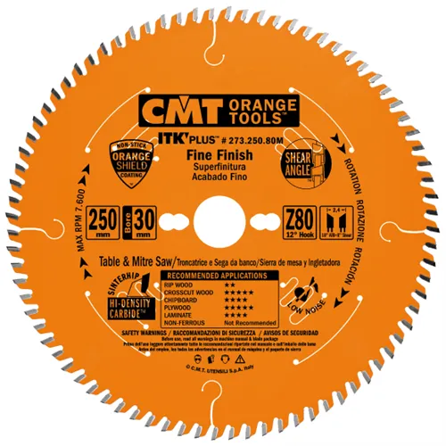 CMT ITK Ultra Thin-Kerf Fine Cut-off Saw Blade - D250x2,4 d30 Z80 HW