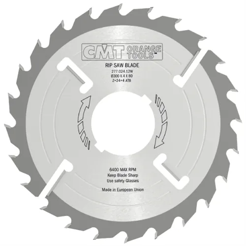 CMT Industrial Multi-rip Saw Blade with Rakers, Thick-kerf - D300x4 d80 Z24+4 MEC HW