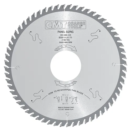 CMT Panel Sizing Saw Blade - D355x4.4 d65 Z72 16° HW