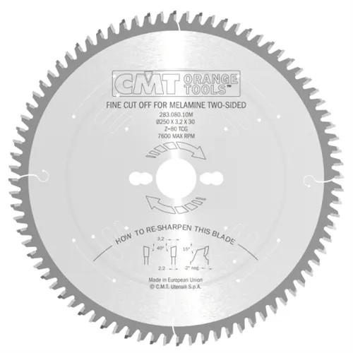 CMT Industrial C283 Saw Blade for Laminated Boards without Scorer - D300x3,2 d30 Z96 HW