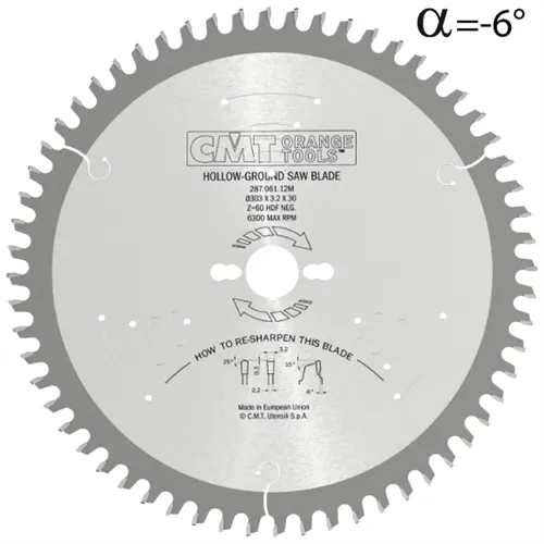 CMT Industrial C287 Saw Blade for Laminated Boards without Scorer - D250x3,2 d30 Z48 HW -6°Neg