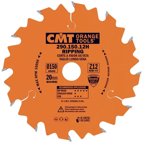 CMT Orange Rip Saw Blade for Portable Machines - D160x20 Z12 HW