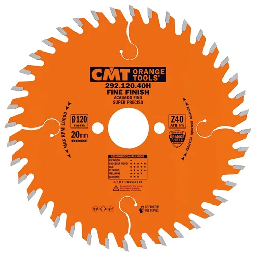 CMT Orange Fine Cut-off Saw Blade for Portable Machines - D180x2,6 d20 Z40 HW