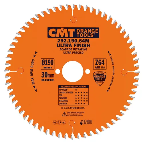 CMT Orange Fine Cut-off Saw Blade for Portable Machines - D210x2,8 d30 Z48 HW