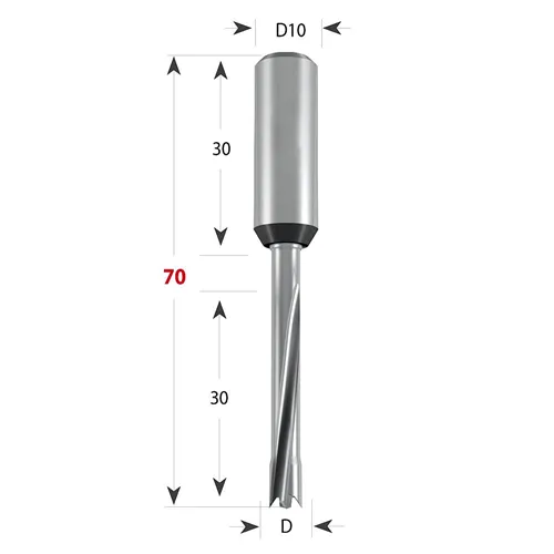 Dowel Drill 311 Xtreme Flat S10 L70 HWM - D8x30 S=10x30 L70 LH