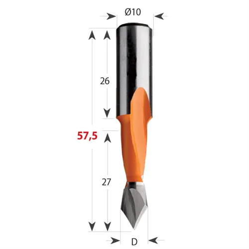 Dowel Drill 313 for Through holes S10 L57,5 HW - D10x27 S=10x26 L57,5 LH