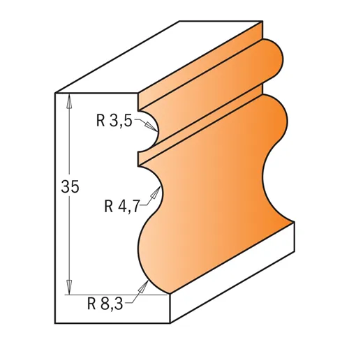 CMT C955.901 Moulding Bit, Bearing fitted - D23,8x35 S=12 HW