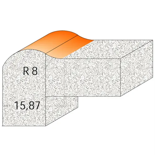 Raised Profile Bit for CORIAN - D25,4 I12,7 R8 S=12