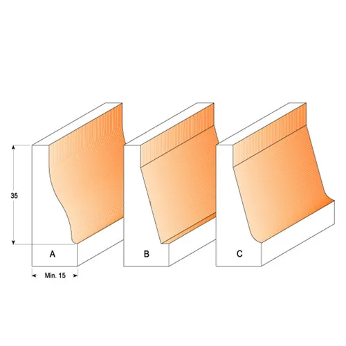Vertical raised panel Bit - D38x38 t15-18, Profile B S=12