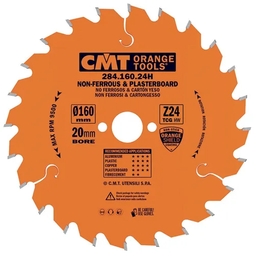 CMT Orange Saw Blade for Non-ferrous Metal and Plastic - D160x2,2 d20 Z24 HW