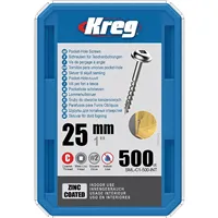Kreg Zinc Maxi-Loc Pocket-Hole Screws - 25 mm, coarse thread, 500 pcs