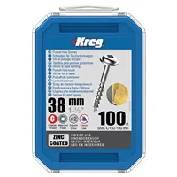 Kreg Zinc Maxi-Loc Pocket-Hole Screws - 38 mm, coarse thread, 100 pcs