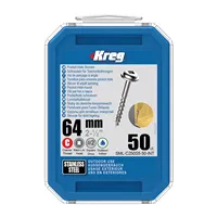 Kreg Stainless Steel Maxi-Loc Pocket-Hole Screws - 64 mm, coarse thread, 50 pcs