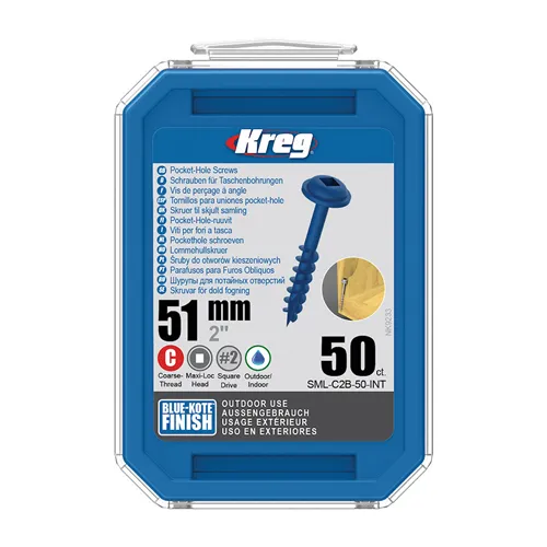 Kreg Blue-Kote Maxi-Loc Pocket-Hole Screws - 51 mm, coarse thread, 50 pcs
