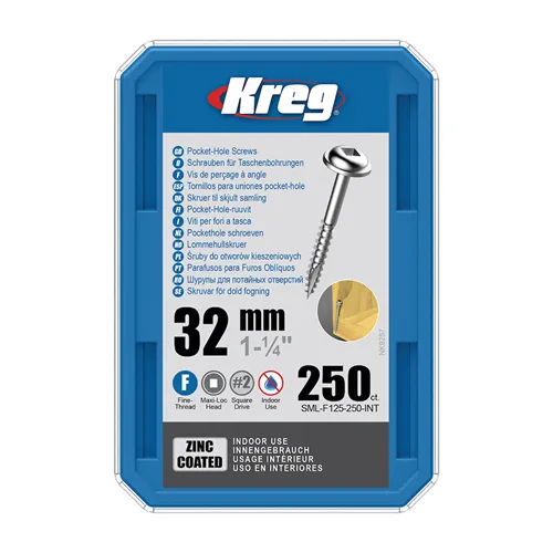 Kreg Zinc Maxi-Loc Pocket-Hole Screws - 32 mm, fine thread, 250 pcs