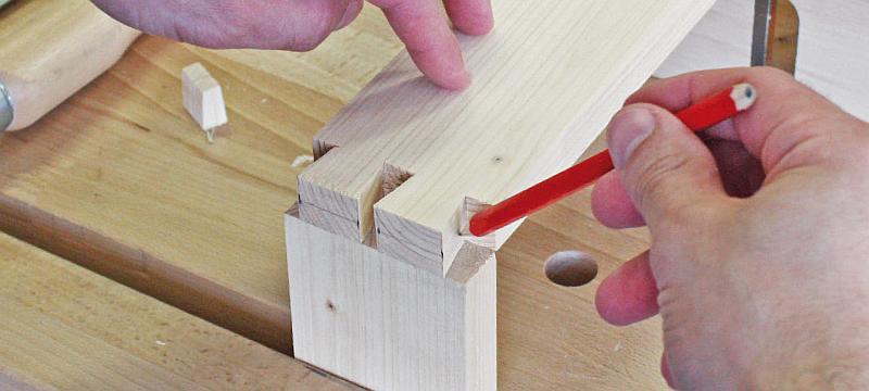 Dovetail joint production - re-drawing the pin